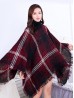 Loose Neck Poncho W/ Big Plaid